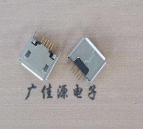 南通Micro usb立插180度 5p针加长2.0mm卷边雾锡