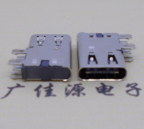 南通侧插USB3.1接头座子.90度type-c母座.6p侧插连接器