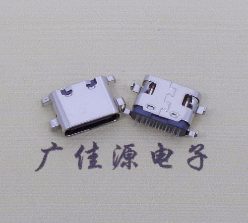 南通type c16p沉板母座破板0.8mm/1.0mm/1.2mm/1.6mm四脚插板端子SMT总体长度L=6.5mm