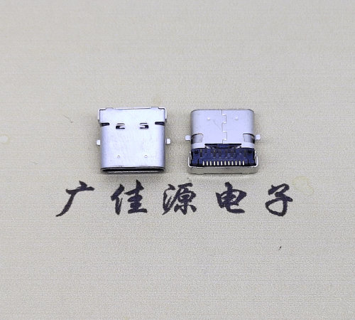 南通type c24p板上双壳连接器接口 DIP+SMT L=10.0脚长1.6母头